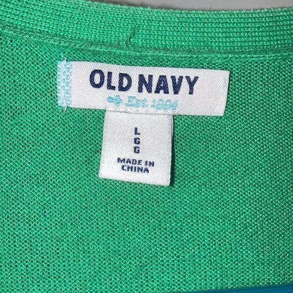 OLD NAVY Button Down V Neck Cardigan Long Sleeve Green Sweater Womens Large - Picture 4 of 6